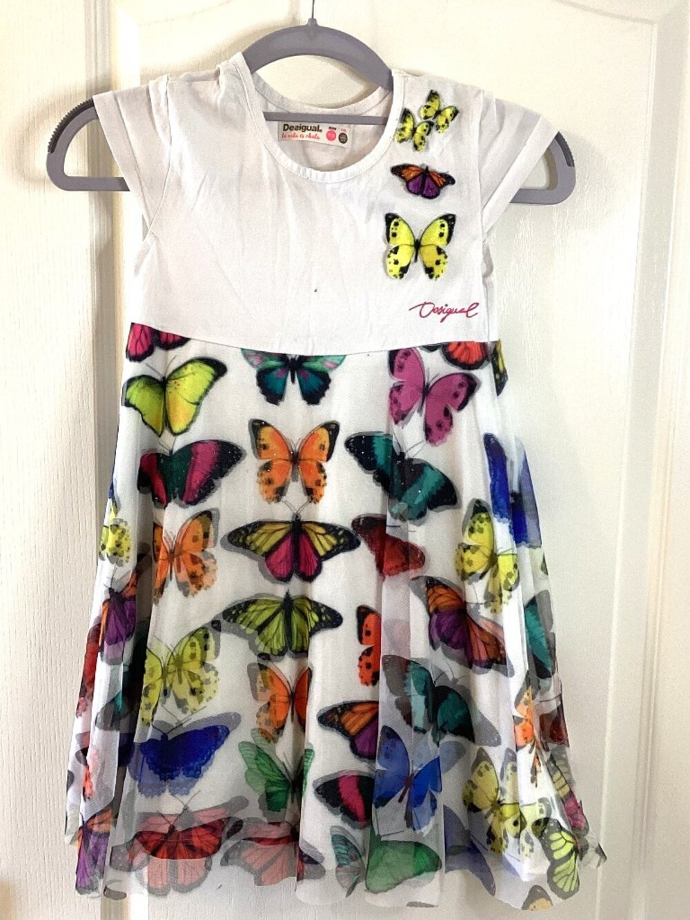 Desigual kids YAMENA Butterfly Summer Dress Short Sleeves Age 7 / 8